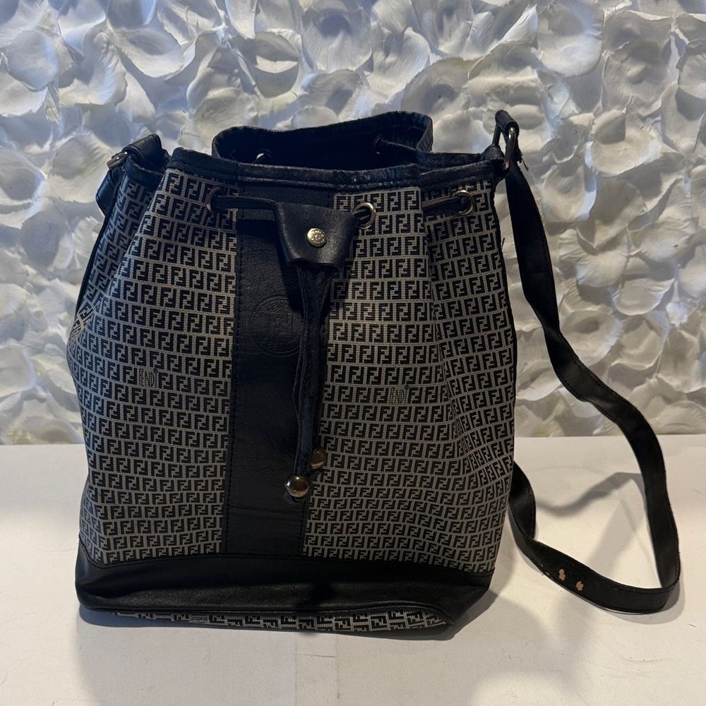 Fendi Black and Gray Monogram Shoulder Bag